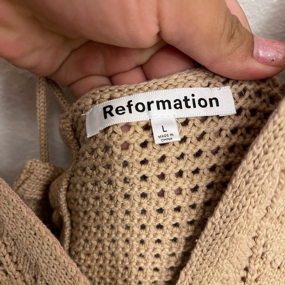 Reformation Junio Open Knit Dress Sand - Picture 4 of 5